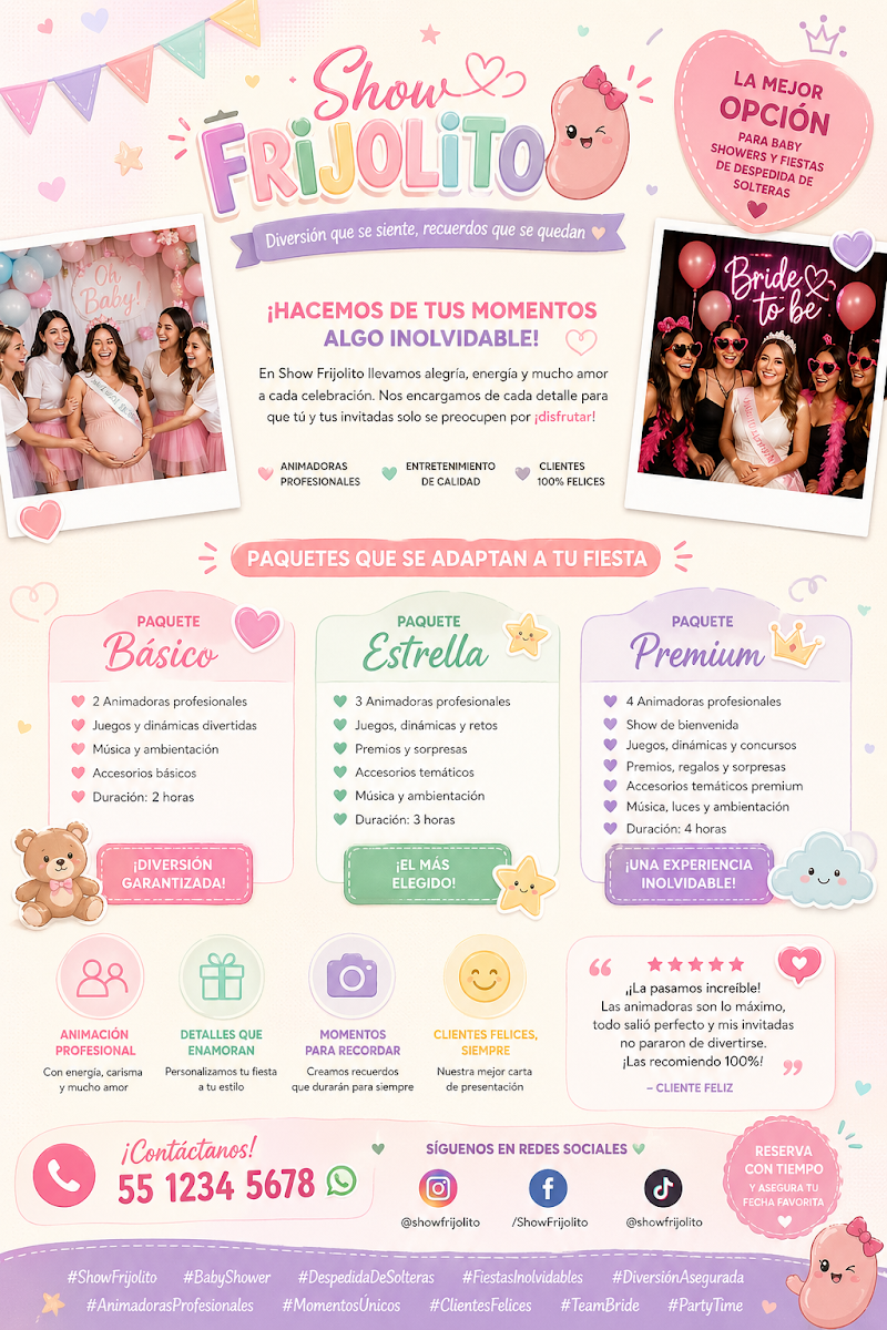 Animadoras para Baby Shower Show Frijolito
